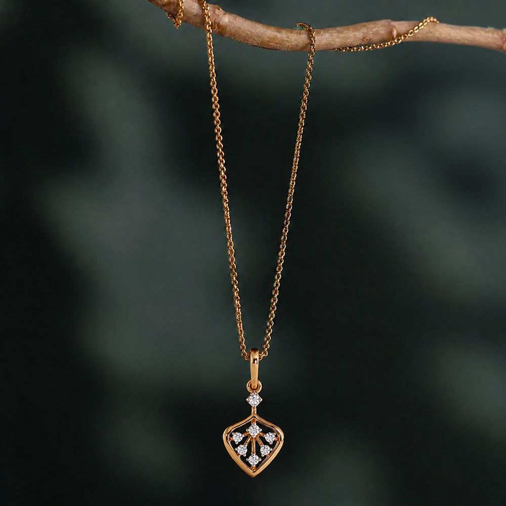 Floral Beauty Yellow Gold Diamond Pendant-Pendants-EPD26G49-D400R0F