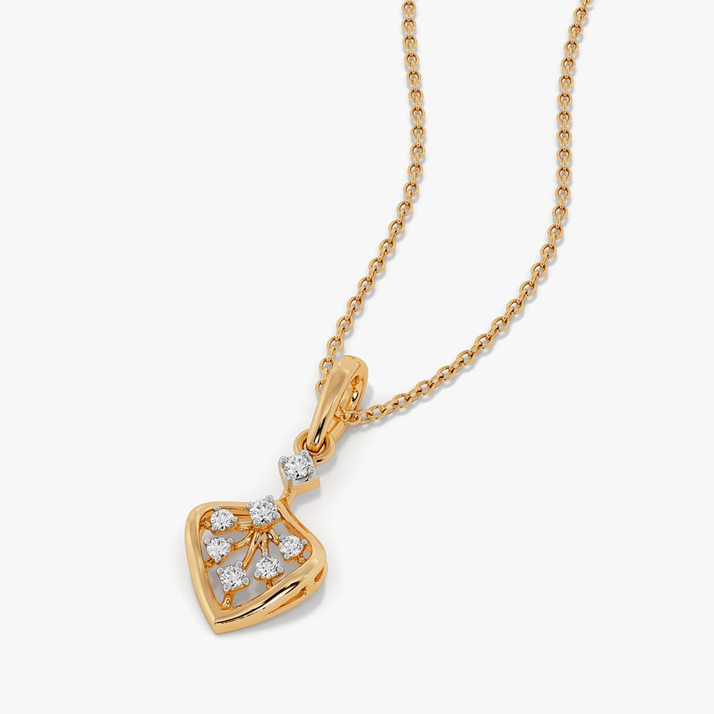 Floral Beauty Yellow Gold Diamond Pendant-Pendants-EPD26G49-D400R0F