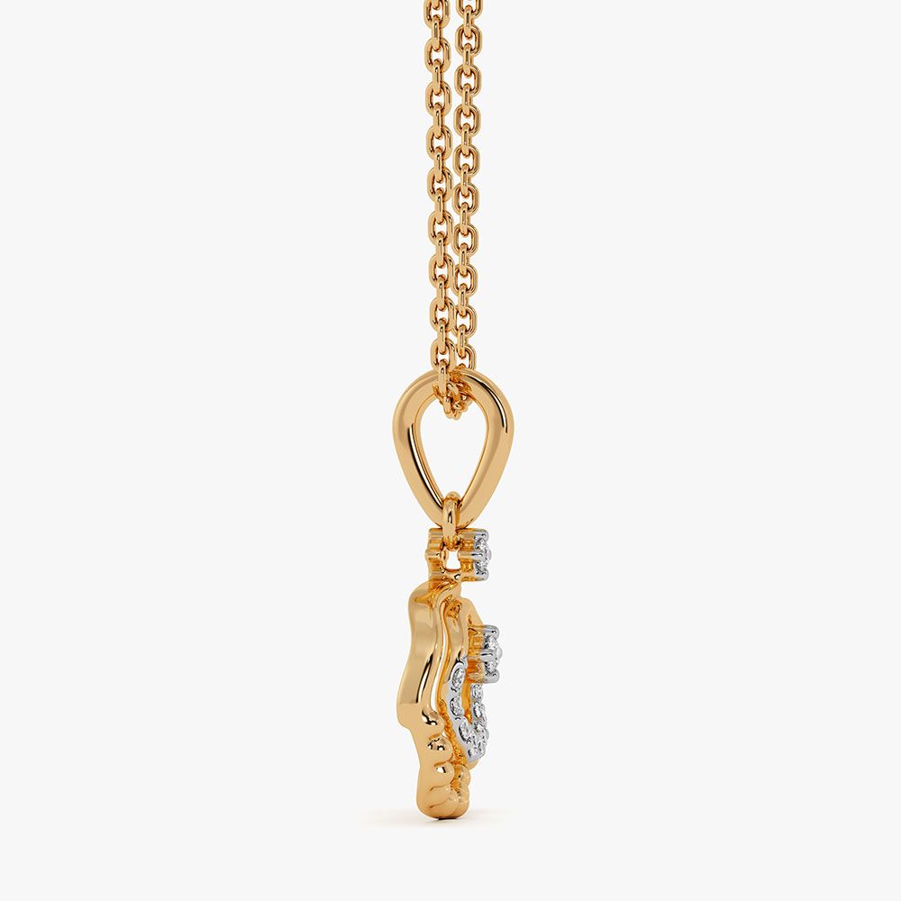 Geometric Yellow Gold Diamond Pendant-Pendants-EPD26G52-D400R0F