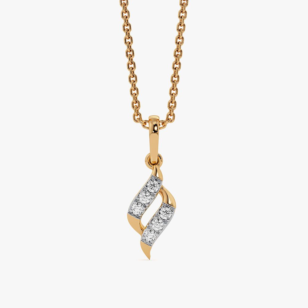 Daily Swirl Yellow Gold Diamond Pendant-Pendants-EPD26G53-D400R0F