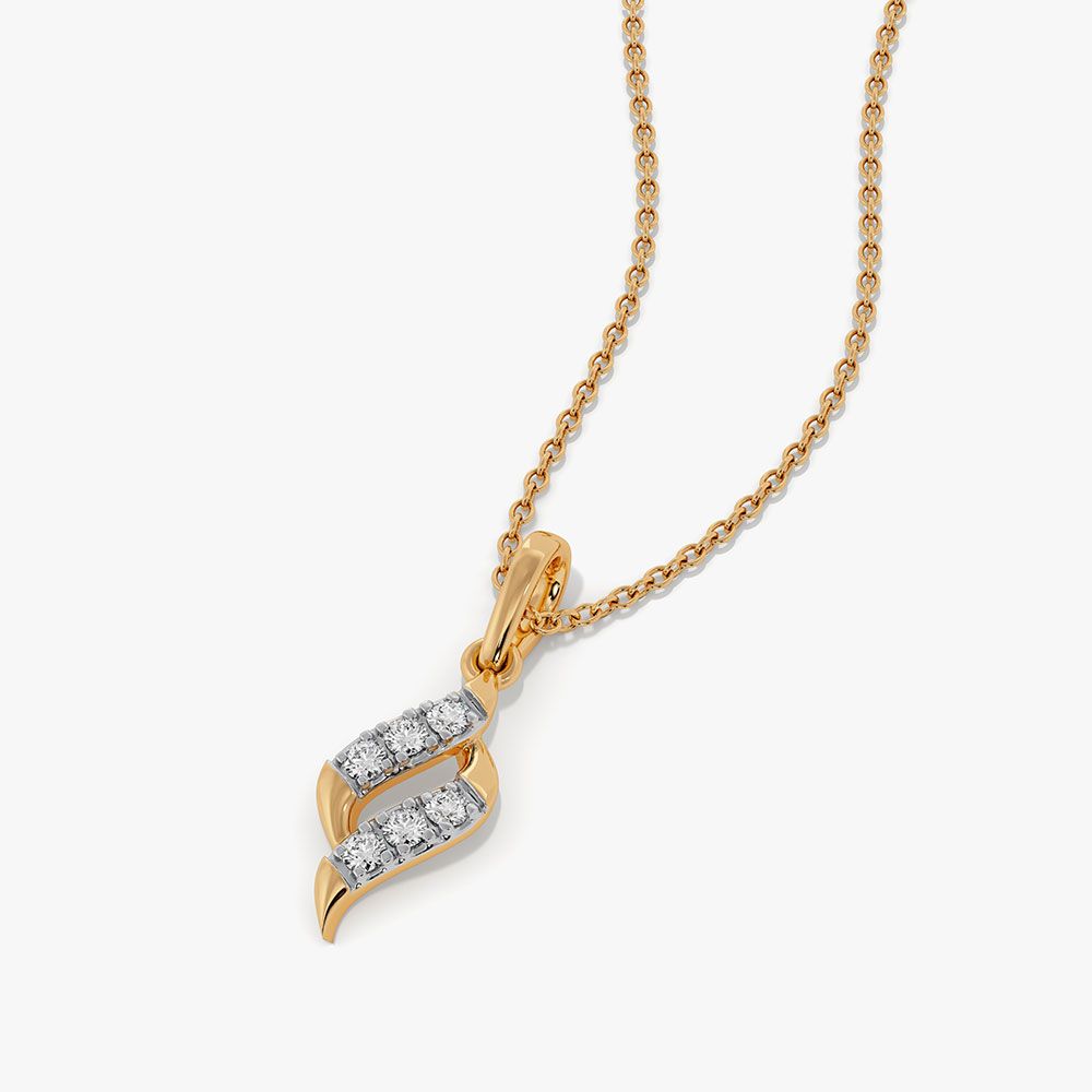 Daily Swirl Yellow Gold Diamond Pendant-Pendants-EPD26G53-D400R0F