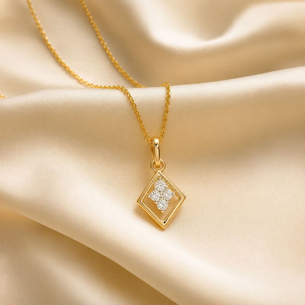Striking Everyday Yellow Gold Diamond Pendant-Pendants-EPD26G54-D400R0F