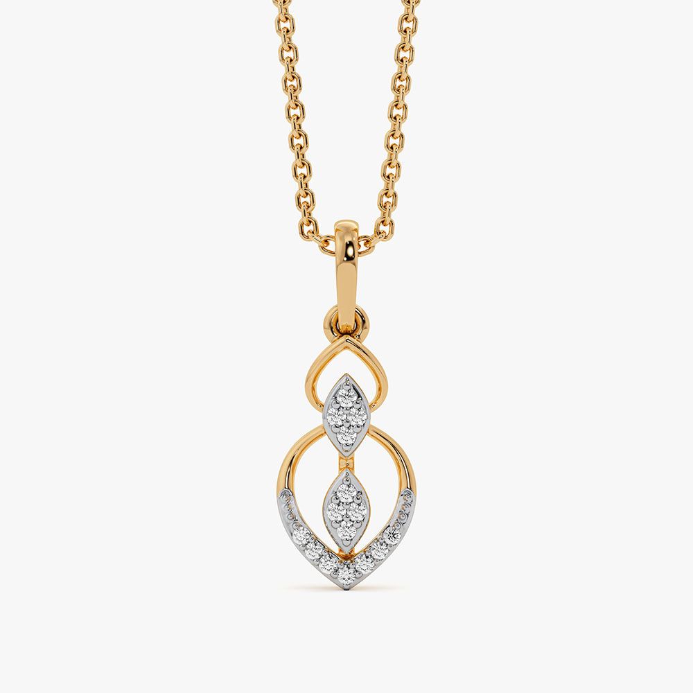 Refined Drop Yellow Gold Diamond Pendant-Pendants-EPD26G55-D400R0F
