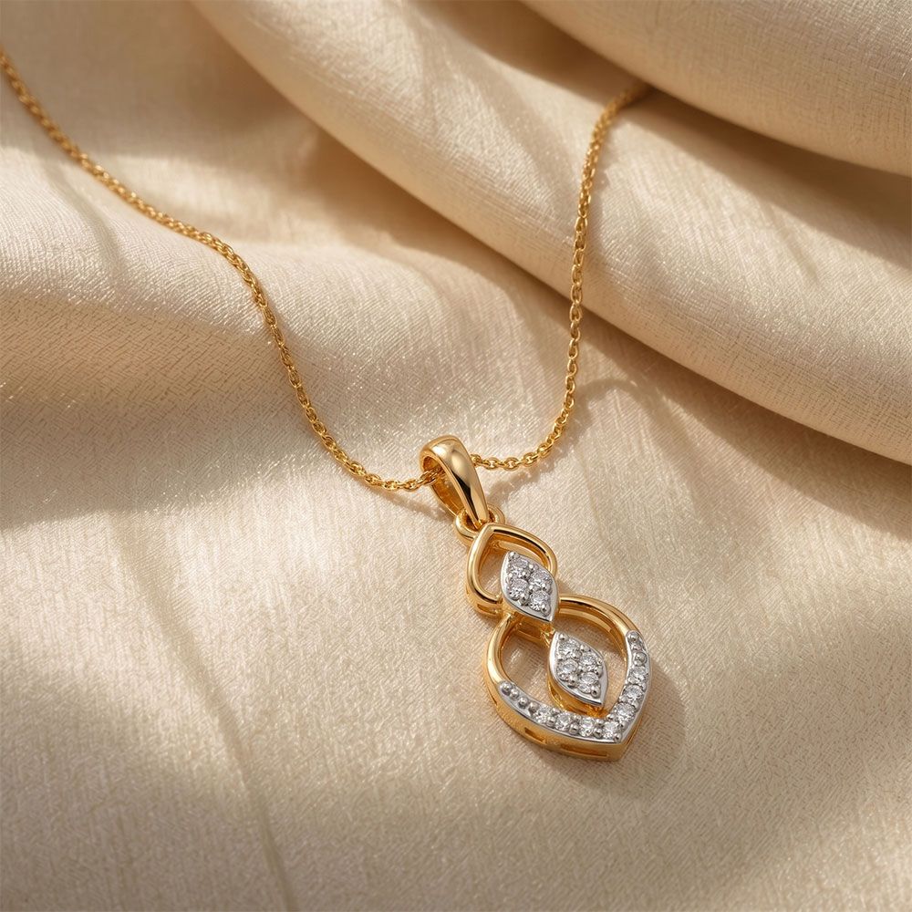 Refined Drop Yellow Gold Diamond Pendant-Pendants-EPD26G55-D400R0F