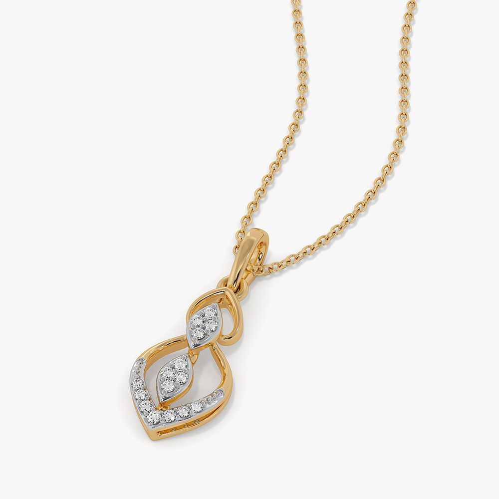 Refined Drop Yellow Gold Diamond Pendant-Pendants-EPD26G55-D400R0F