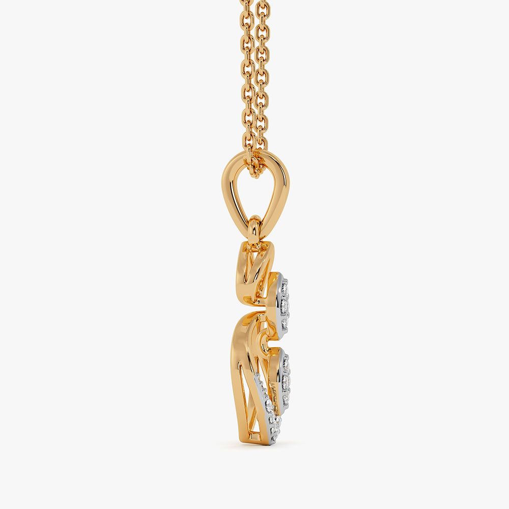 Refined Drop Yellow Gold Diamond Pendant-Pendants-EPD26G55-D400R0F