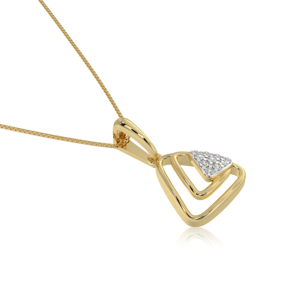 Minimal Triangle 9KT Yellow Gold Diamond Pendant-Pendants-EPD26G24-D400R0F