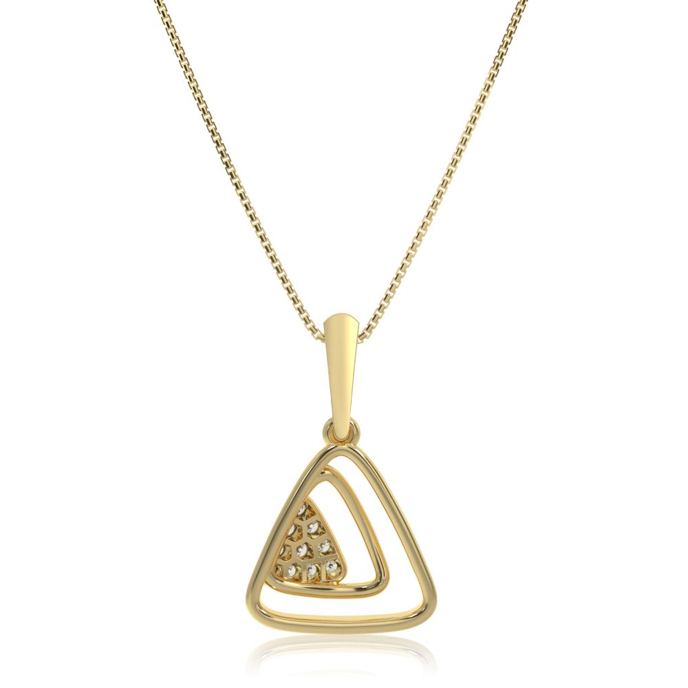 Minimal Triangle 9KT Yellow Gold Diamond Pendant-Pendants-EPD26G24-D400R0F
