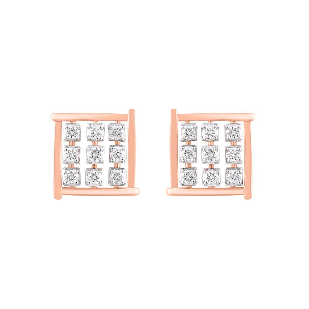 Charming Checkered Diamond Studs-Earrings-EPE24E29-D400X3C