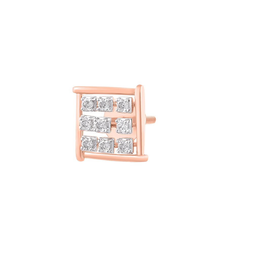 Charming Checkered Diamond Studs-Earrings-EPE24E29-D400X3C