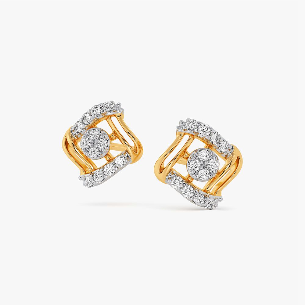 Edgy Style Yellow Gold Diamond Earrings-Earrings-EPE26E02-D400RAF
