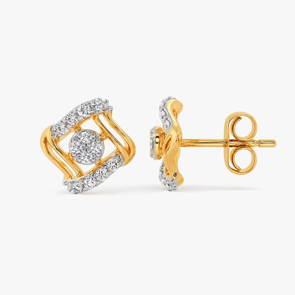 Edgy Style Yellow Gold Diamond Earrings-Earrings-EPE26E02-D400RAF