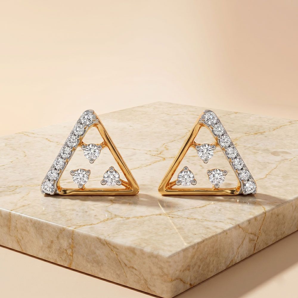 Tri Modern Yellow Gold Diamond Earrings-Earrings-EPE26E03-D400RAF