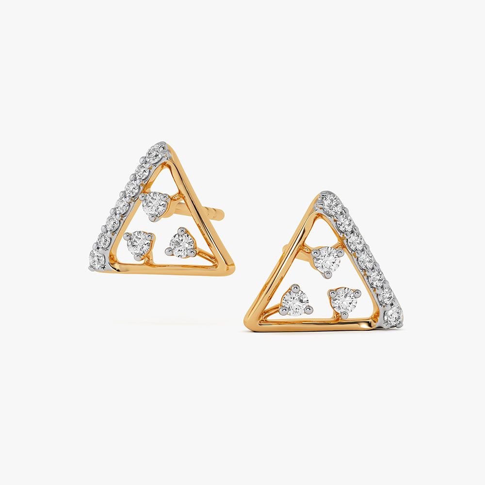 Tri Modern Yellow Gold Diamond Earrings-Earrings-EPE26E03-D400RAF