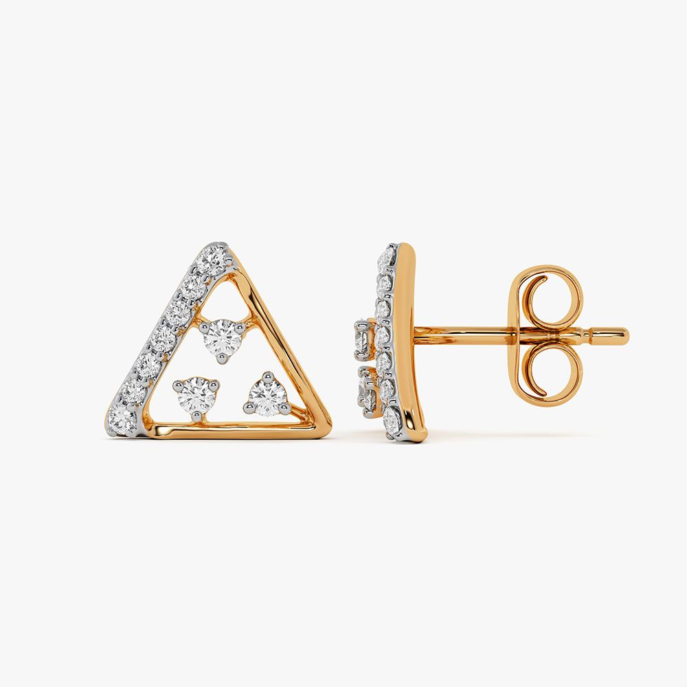 Tri Modern Yellow Gold Diamond Earrings-Earrings-EPE26E03-D400RAF