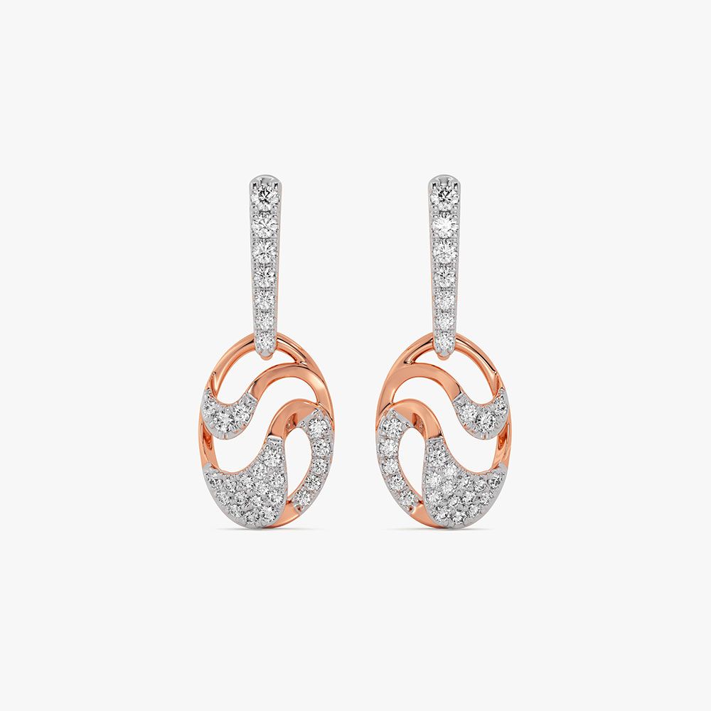 Intertwined Swirl 14Kt Rose Gold Diamond Drop Earrings-Earrings-EPE26E14-D400XCC