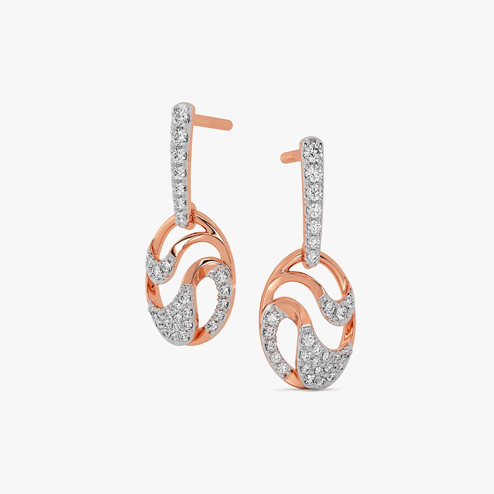 Intertwined Swirl 14Kt Rose Gold Diamond Drop Earrings-Earrings-EPE26E14-D400XCC