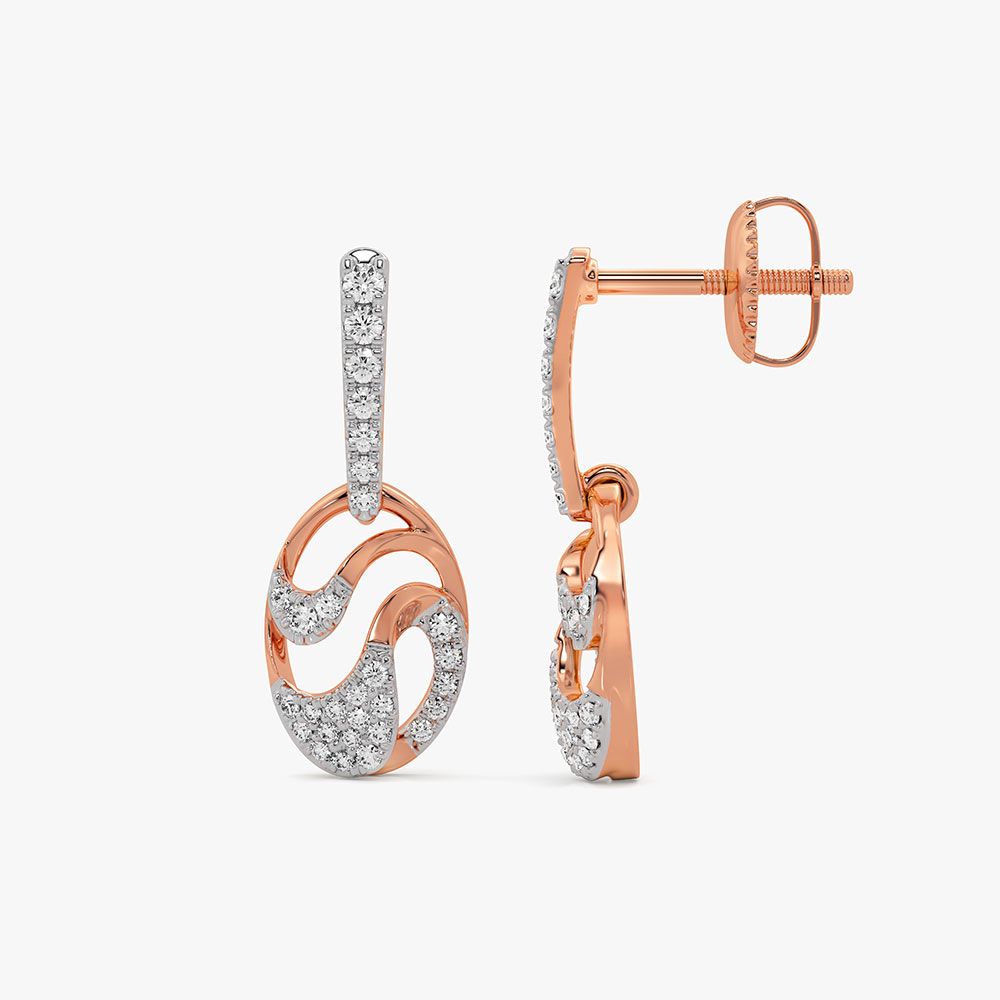 Intertwined Swirl 14Kt Rose Gold Diamond Drop Earrings-Earrings-EPE26E14-D400XCC