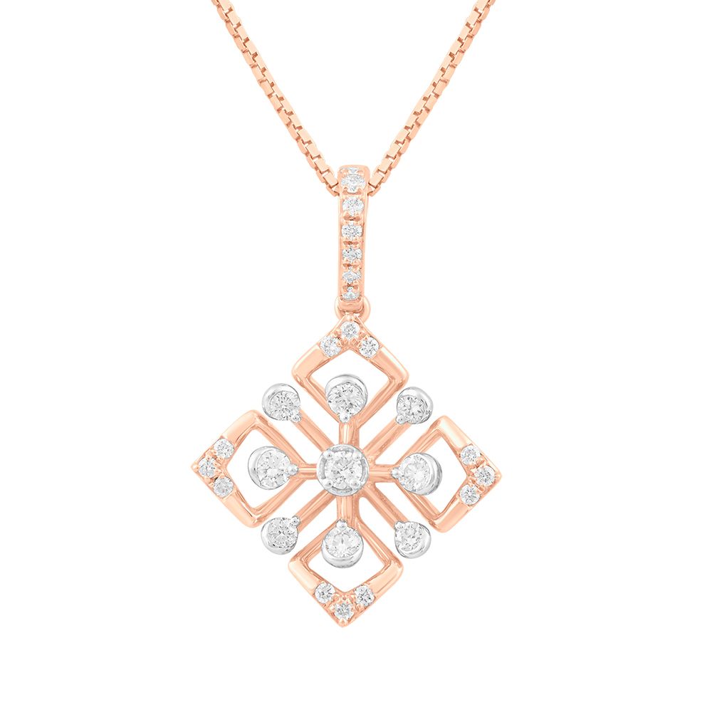 Unique Geometric Design Rose Gold and Diamond Pendant Set-New Arrivals-EBX24001-D400X0C