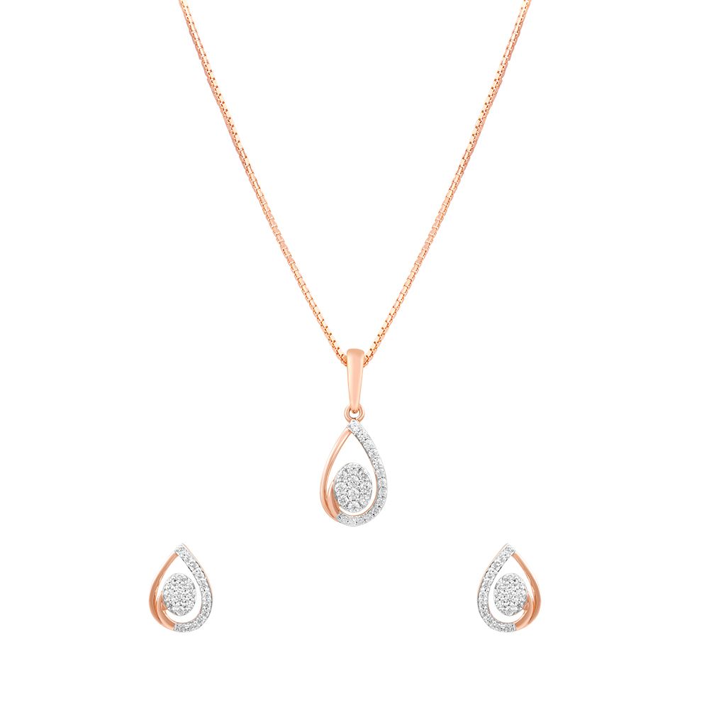 Blush Elegance Rose Gold Teardrop Pendant Set-All Jewellery-ESP24E03-D400X0C