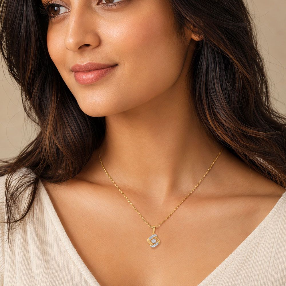 Bold Charm Yellow Gold Diamond Pendant-Pendants-EPS26E02-D400R0F