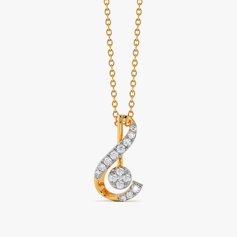 Musical Swirl Yellow Gold Diamond Pendant-Pendants-EPS26E04-D400R0F