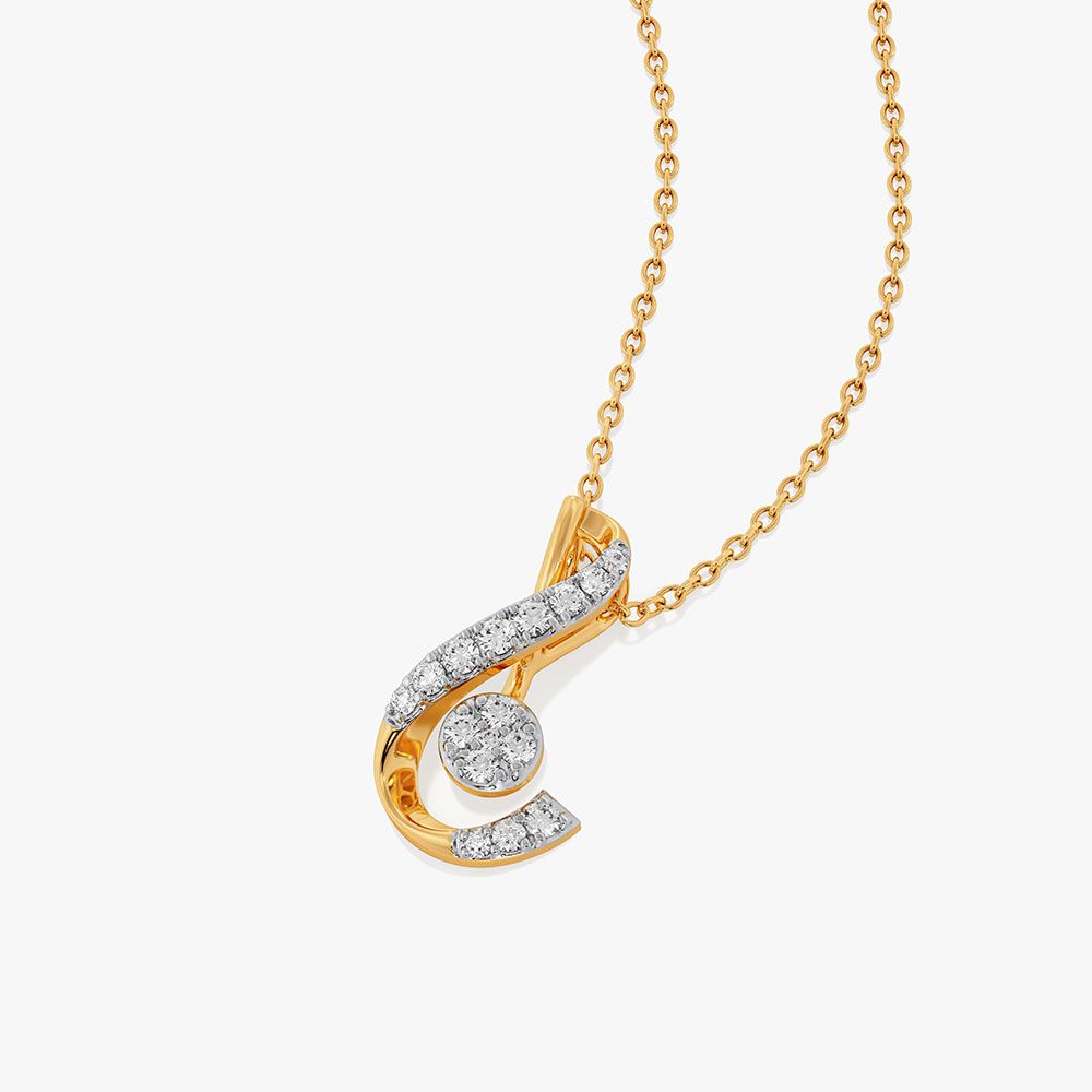Musical Swirl Yellow Gold Diamond Pendant-Pendants-EPS26E04-D400R0F