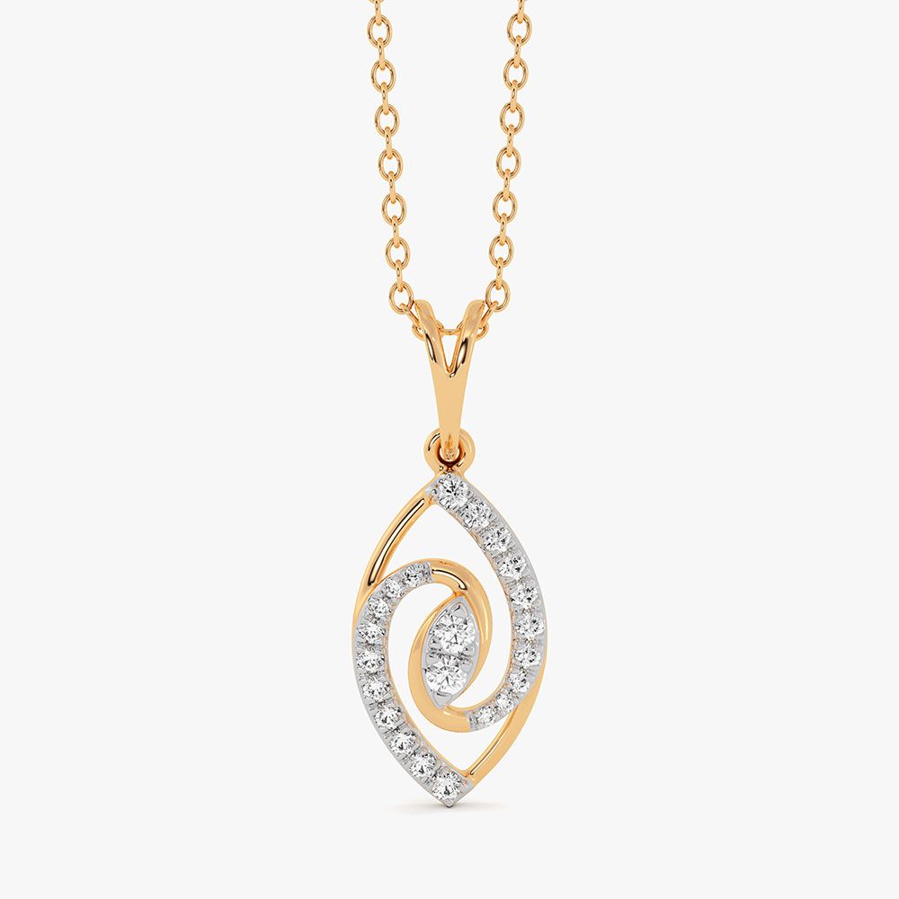Beautiful Swirl 14Kt Yellow Gold Diamond Pendant-Pendants-EPS26E07-D400R0C
