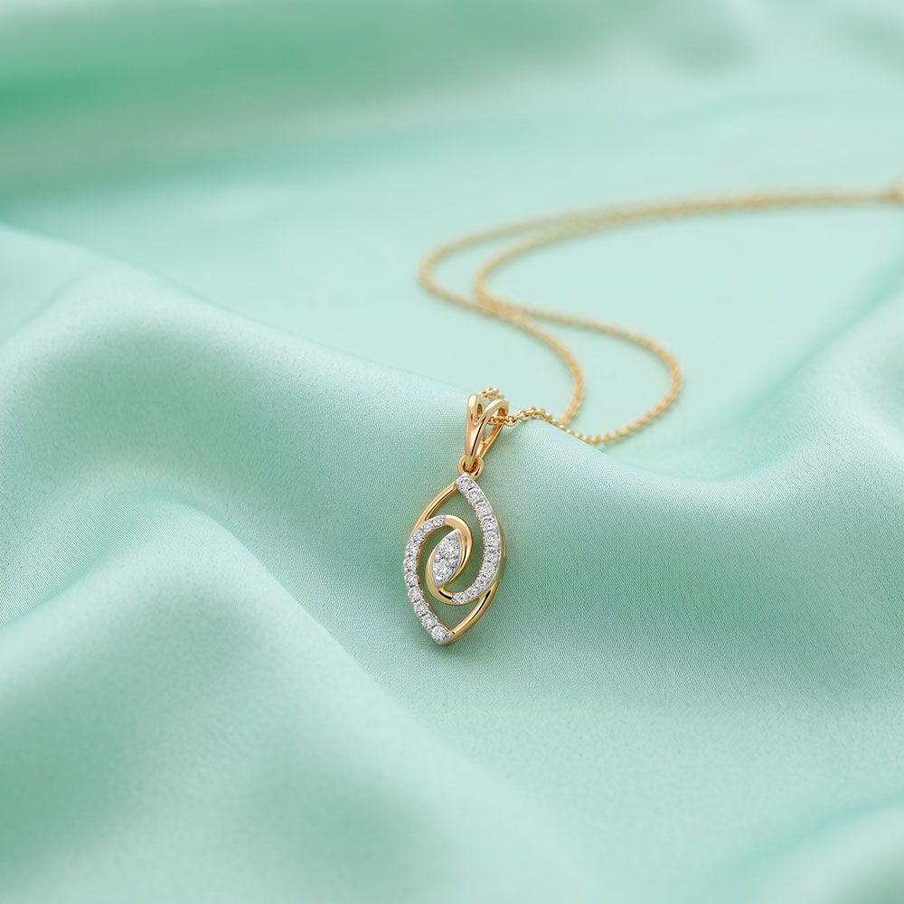 Beautiful Swirl 14Kt Yellow Gold Diamond Pendant-Pendants-EPS26E07-D400R0C