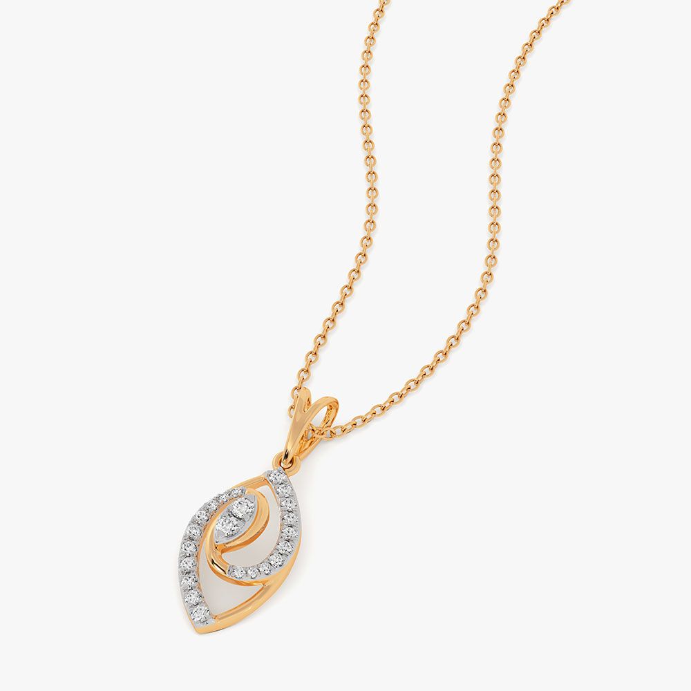 Beautiful Swirl 14Kt Yellow Gold Diamond Pendant-Pendants-EPS26E07-D400R0C