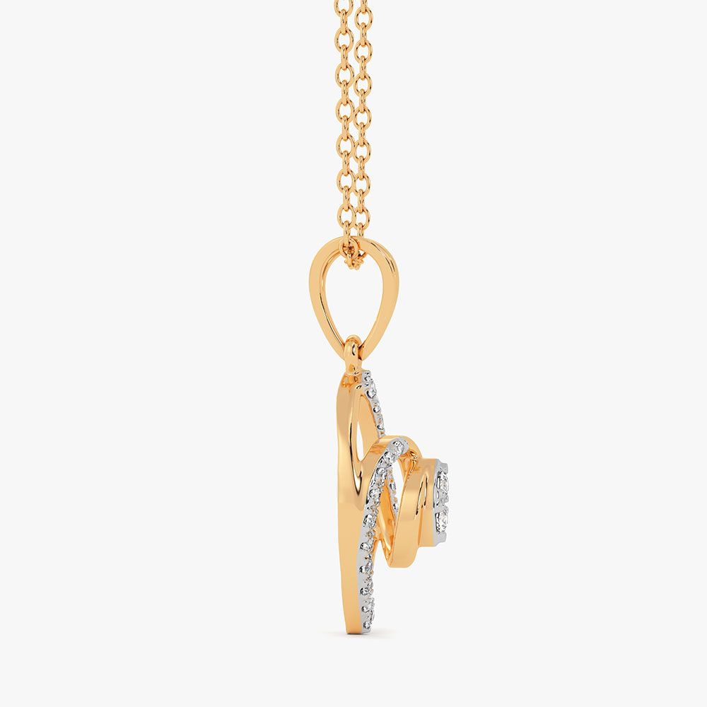 Beautiful Swirl 14Kt Yellow Gold Diamond Pendant-Pendants-EPS26E07-D400R0C