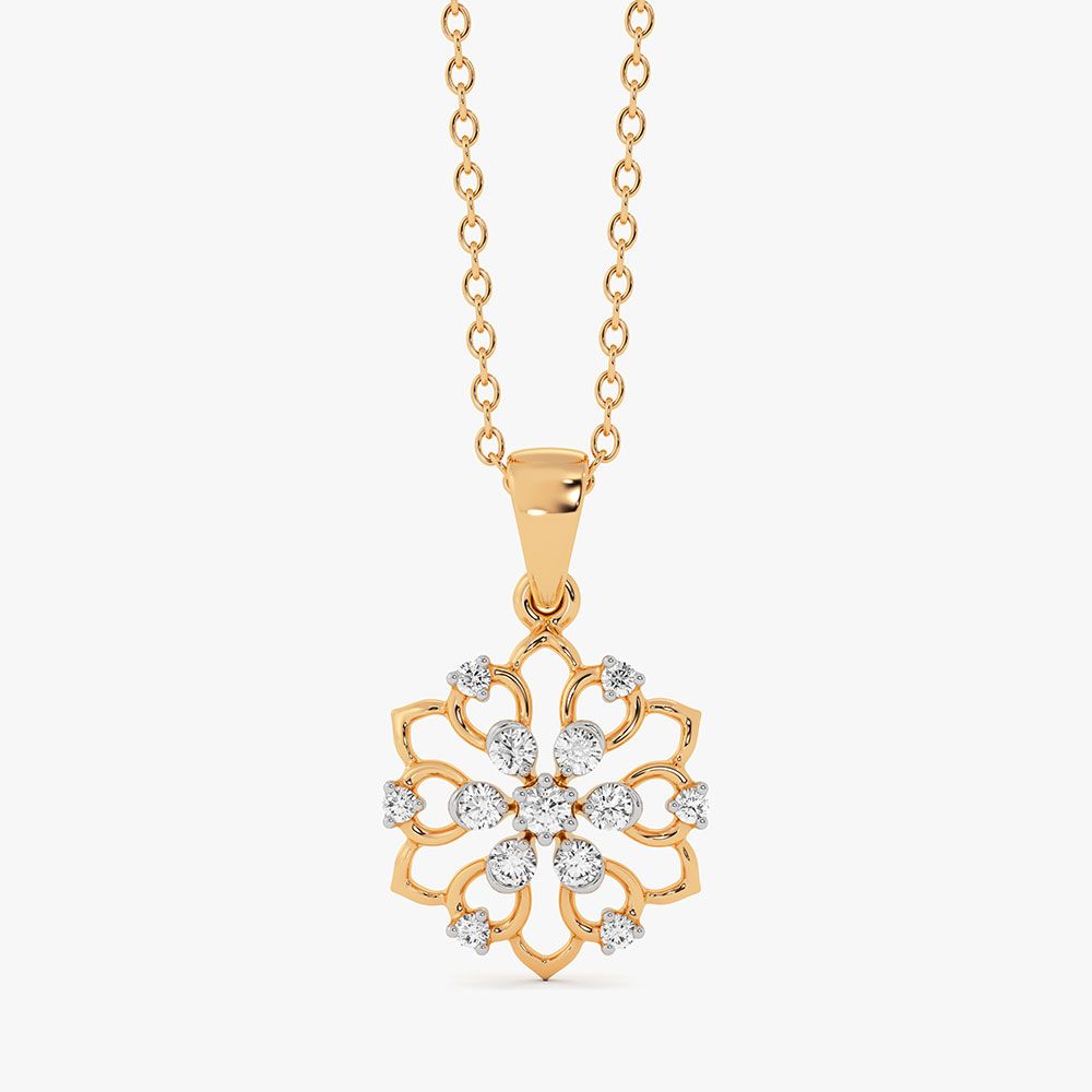 Charming Bloom 14Kt Yellow Gold Diamond Pendant-Pendants-EPS26E11-D400R0C