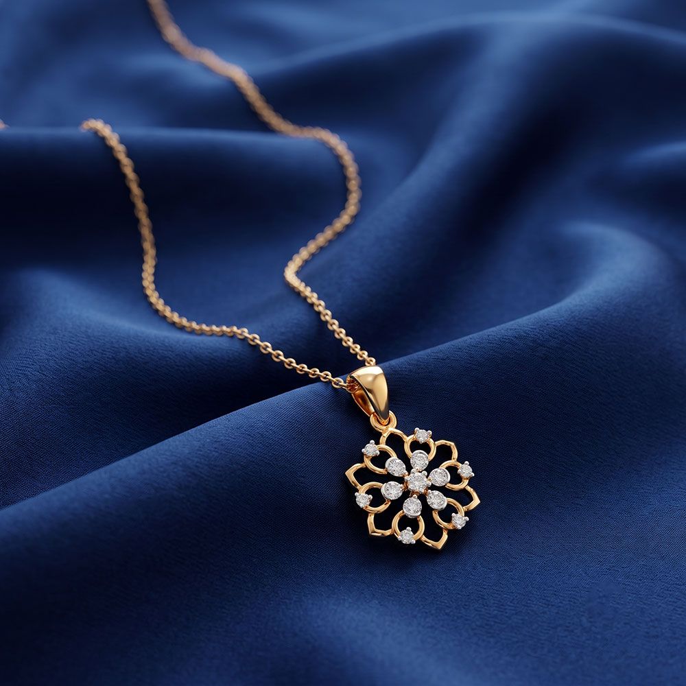 Charming Bloom 14Kt Yellow Gold Diamond Pendant-Pendants-EPS26E11-D400R0C