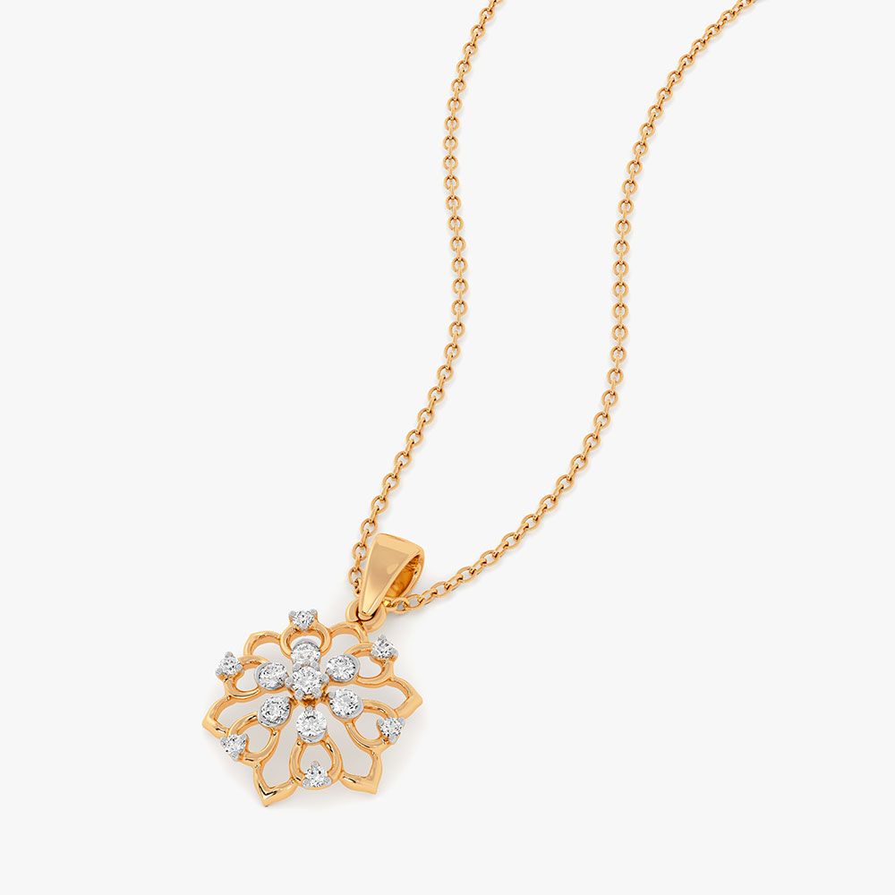 Charming Bloom 14Kt Yellow Gold Diamond Pendant-Pendants-EPS26E11-D400R0C