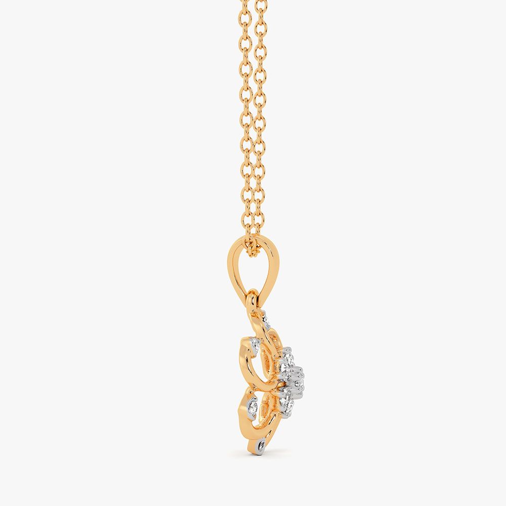 Floral Grace 14Kt Yellow Gold Diamond Pendant-Pendants-EPS26E12-D400R0C