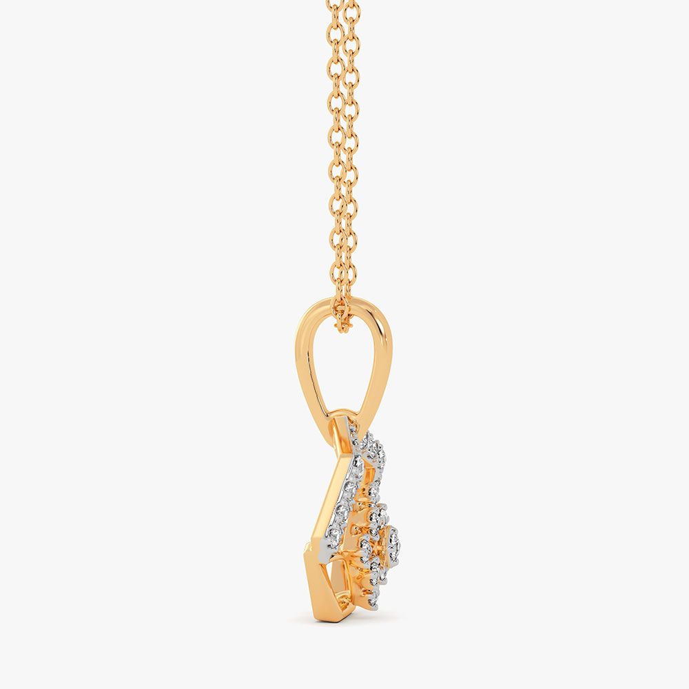Hexagonal Beauty 14Kt Yellow Gold Diamond Pendant-Pendants-EPS26E13-D400R0C