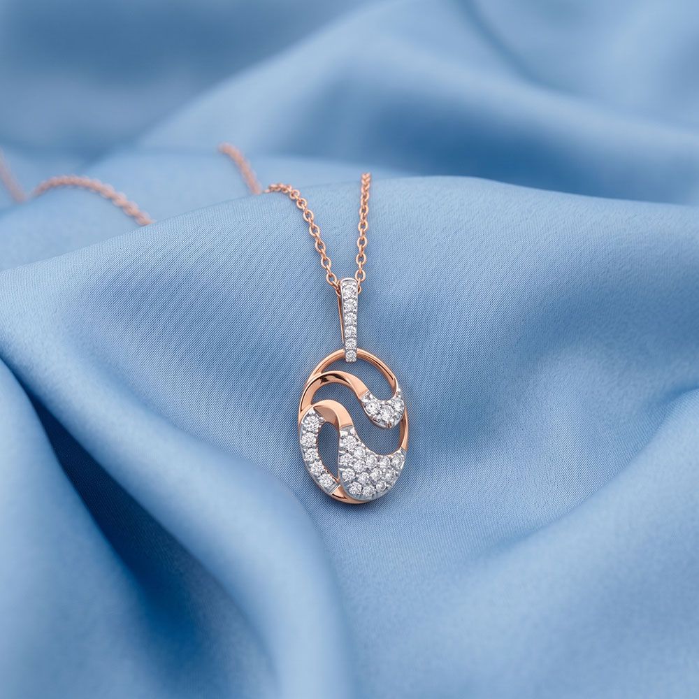 Intertwined Swirl 14Kt Rose Gold Diamond Pendant-Pendants-EPS26E14-D400X0C