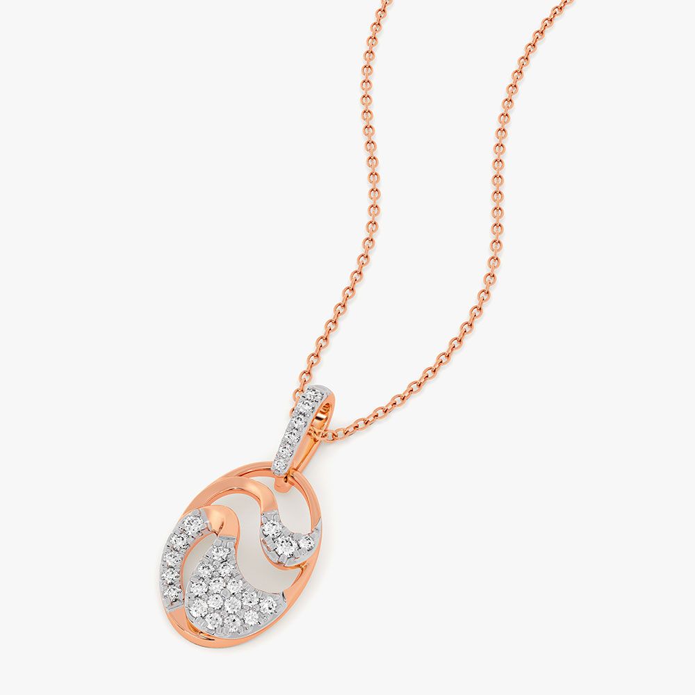 Intertwined Swirl 14Kt Rose Gold Diamond Pendant-Pendants-EPS26E14-D400X0C