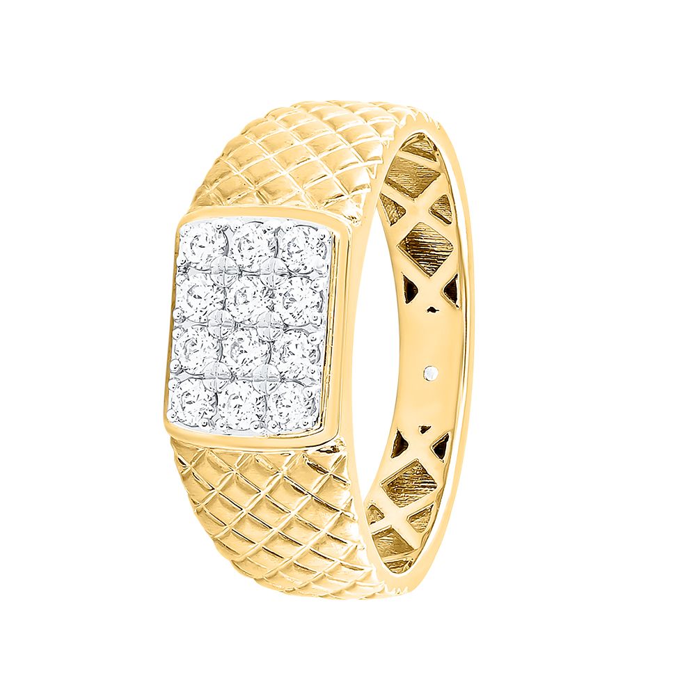Attractive 18KT Yellow Gold Multi Stone Men Ring-Diamond-ERG24K10