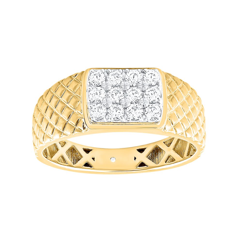 Attractive 18KT Yellow Gold Multi Stone Men Ring-Diamond-ERG24K10