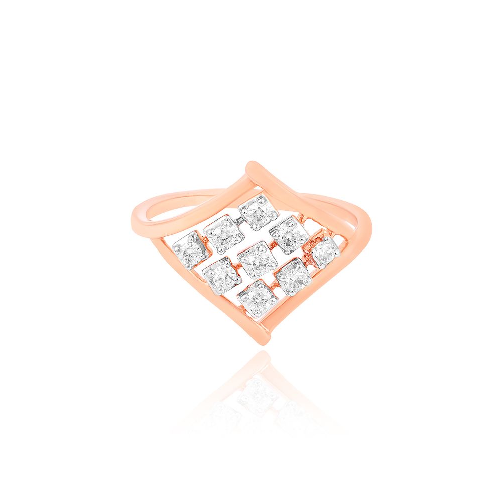 Elegant Square Diamond Rose Gold Ring-Rings-ERG24K18