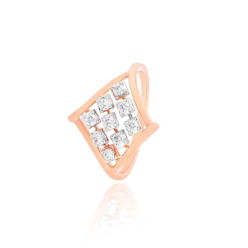 Elegant Square Diamond Rose Gold Ring-Rings-ERG24K18