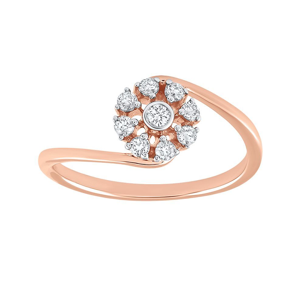 Rosé Ribbon Floral Womens Ring-Rings-ERG24K31