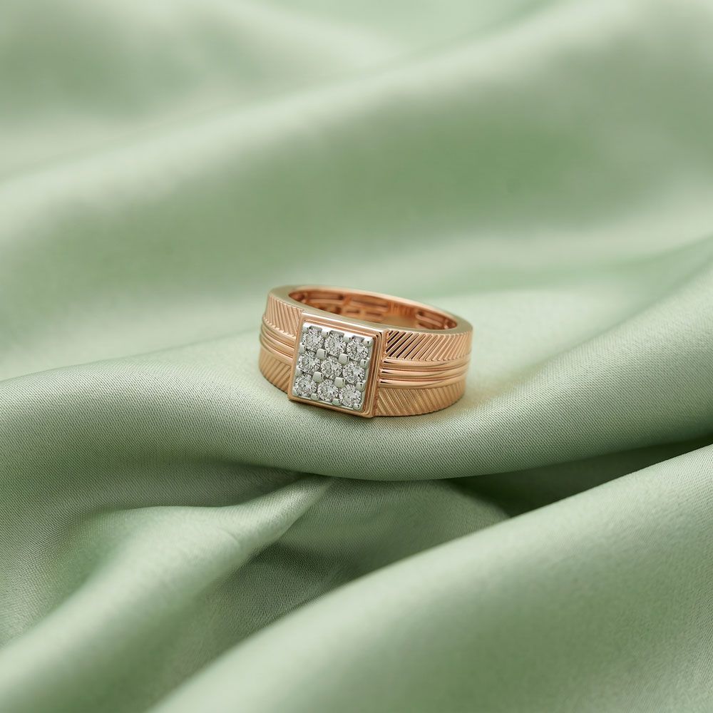 Knight Crest Studded Diamond Ring-Rings-ERG24K35