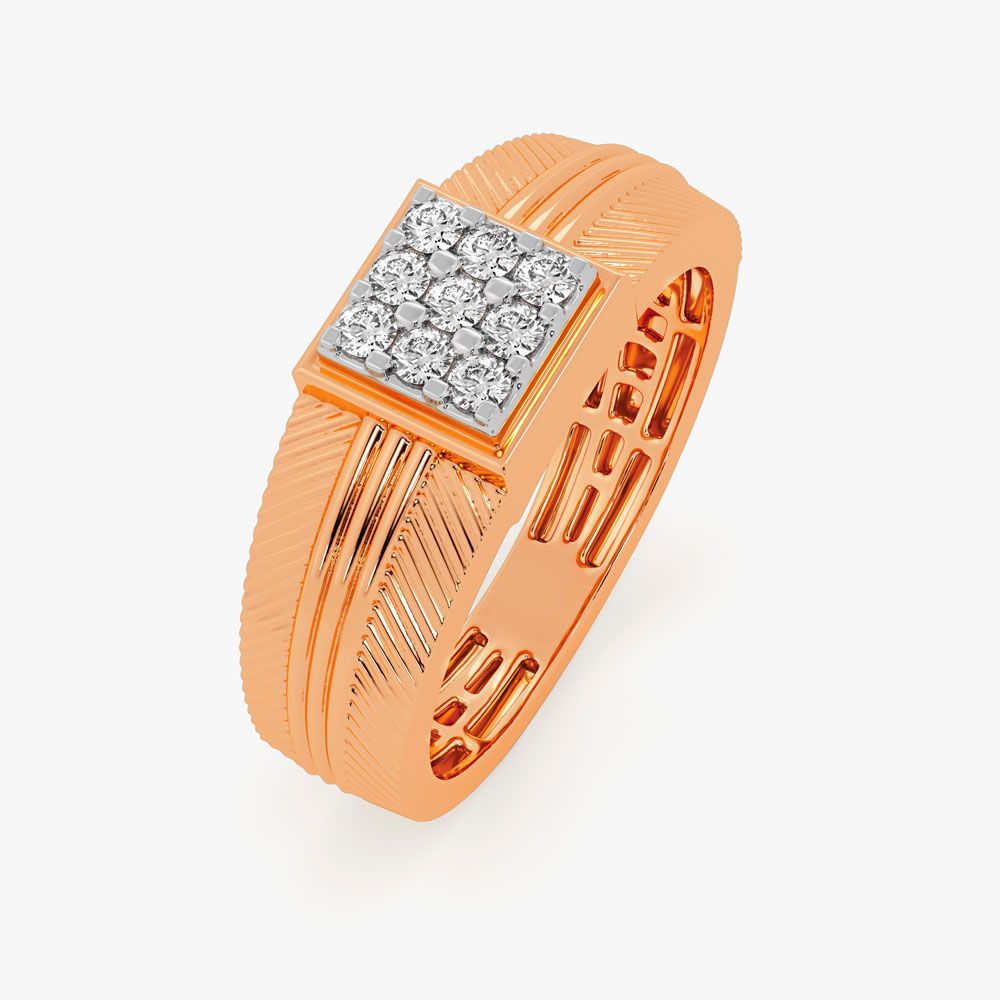 Knight Crest Studded Diamond Ring-Rings-ERG24K35