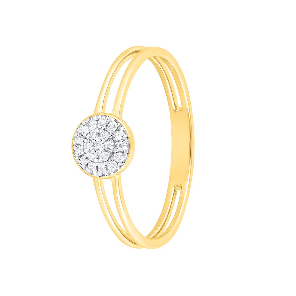 Yellow Gold Circle Diamond Ring-Rings-ERG24K68