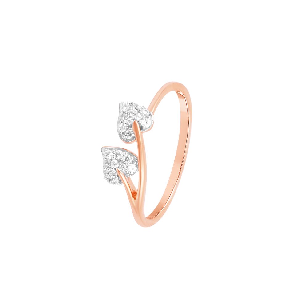 Dual Leaf Diamond Ring-Rings-ERG24K69