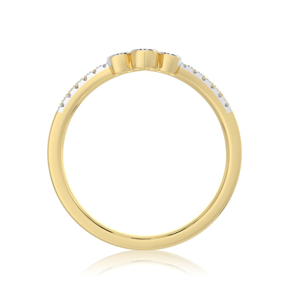 Chevron 9KT Yellow Gold Diamond V Ring-Rings-ERG26K03