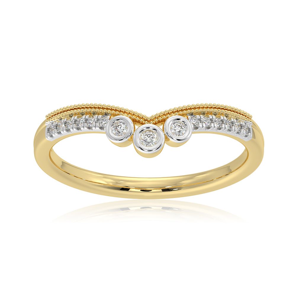 Chevron 9KT Yellow Gold Diamond V Ring-Rings-ERG26K03