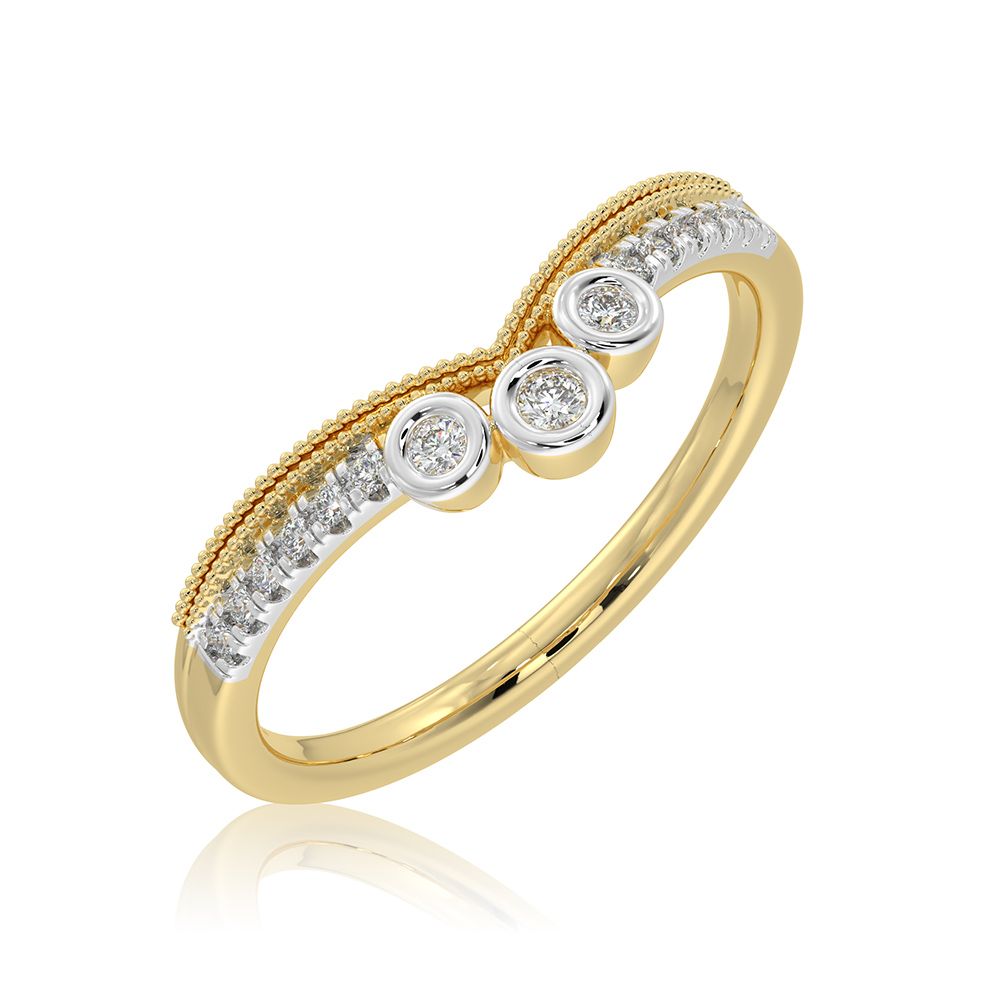 Chevron 9KT Yellow Gold Diamond V Ring-Rings-ERG26K03
